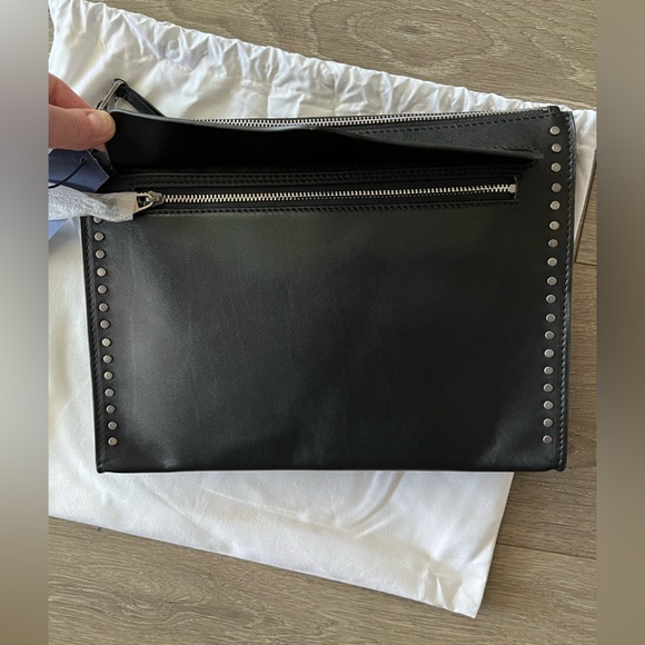 Rebecca Minkoff Black Leather Studded Wristlet Clutch - Picture 3 of 16